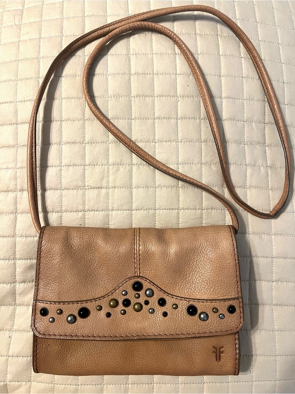 Frye Callie Studded Leather Crossbody Wallet Clutch